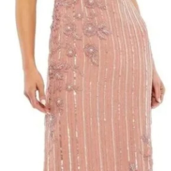 Mac Duggal 70260 Women's Size 4 Pale Rose Floral Embellished Midi Dress - Picture 4 of 4